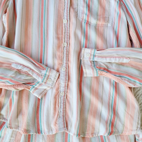 BeachLunchLounge Striped Button Front Long Sleeve Blouse - Picture 4 of 7